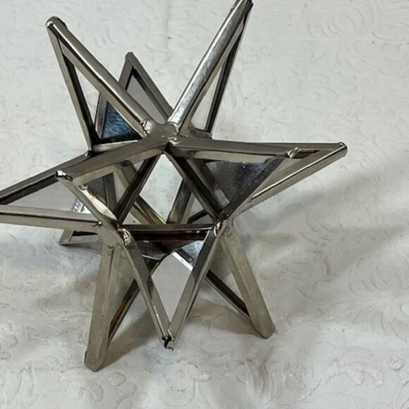 Mirror Metal 3D Star Ornament Holiday Christmas Table Mantel Decor 5" - Picture 6 of 10